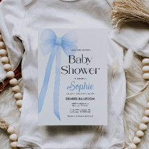 Invitación Baby Shower de Blue Coquette Bow