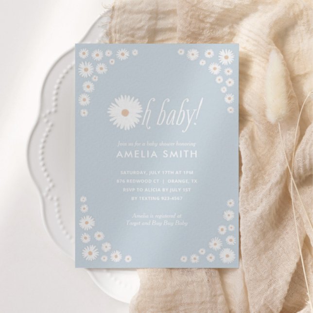 Invitación Baby Shower de Blue Daisy Floral Boho (Subido por el creador)