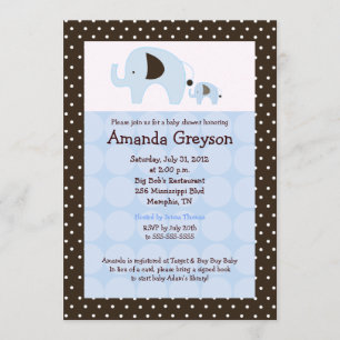 Invitación Baby Shower de Blue Dottie Elephant 5x7