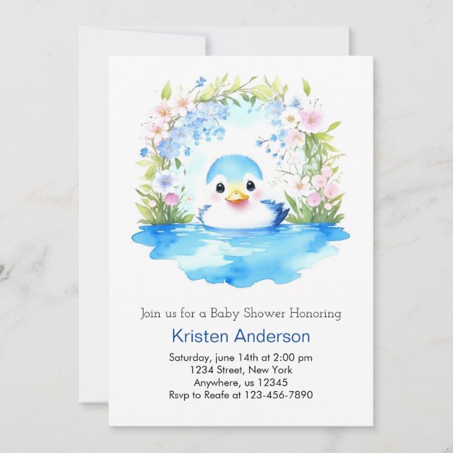Invitación Baby Shower de Blue Duckboy (Anverso)