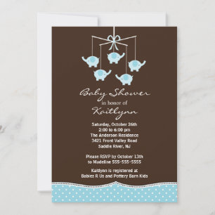 Invitación Baby Shower de Blue Elephant Mobile Boy