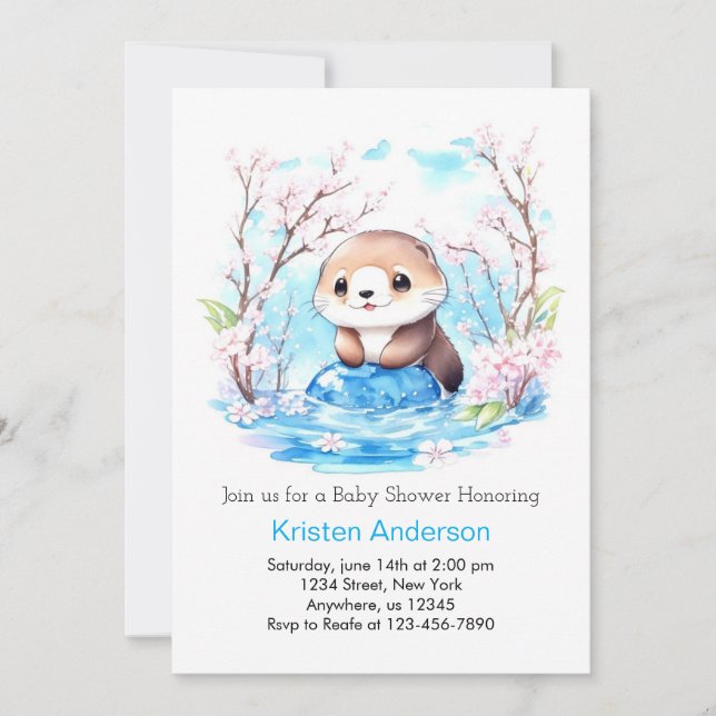 Invitación Baby Shower de Blue Floral Boy (Anverso)