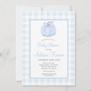 Invitación Baby Shower de Blue Gingham Pumpkin