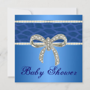 Invitación Baby Shower de Blue Giraffe Diamond Bow