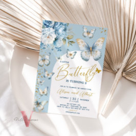 Invitación Baby Shower de Blue Gold Little Butterf