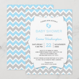 Invitación Baby Shower de Blue Gray Chevron