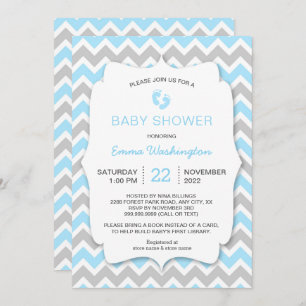 Invitación Baby Shower de Blue Gray Chevron