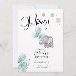 Invitación Baby Shower de Blue Gray Elephant Boy