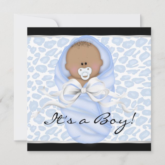 Invitación Baby Shower de Blue Leopard (Anverso)