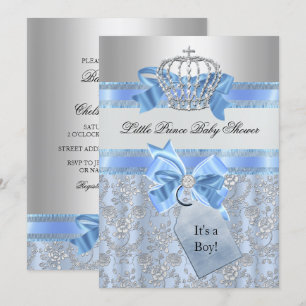 Invitación Baby Shower de Blue Little Prince Crown