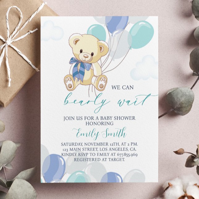 Invitación Baby Shower de Blue Little Teddy Bear (Subido por el creador)