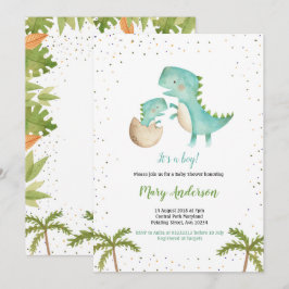 Invitación Baby Shower de Blue Mint Boy Dinosaur