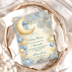 Invitación Baby Shower de Blue Moon y Stars
