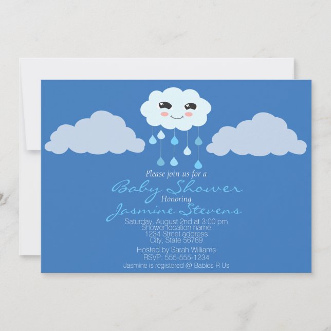 Invitación Baby Shower de Blue Rain Cloud (Anverso)