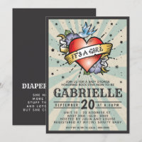 Invitación Baby Shower de Blue Rock and Roll Tatto