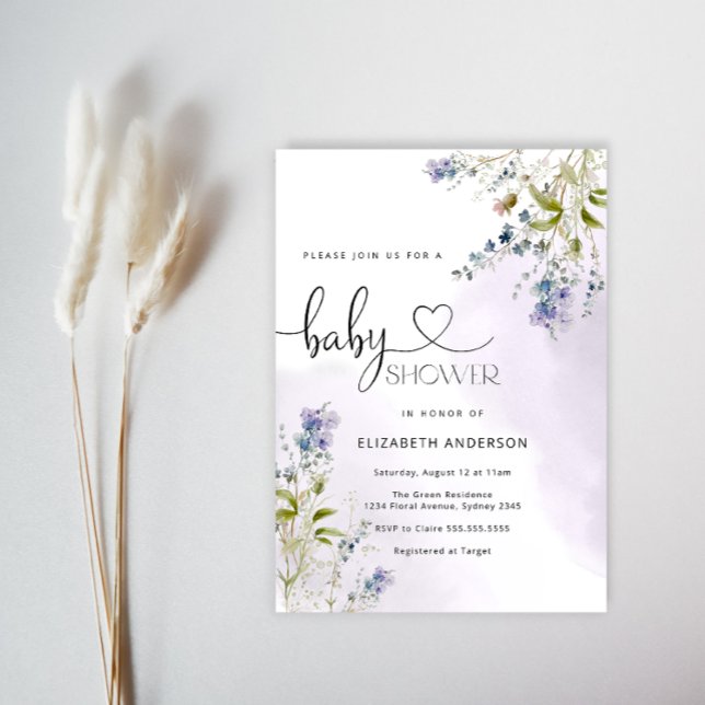 Invitación Baby Shower de Blue Rustic Wildflower B (Subido por el creador)