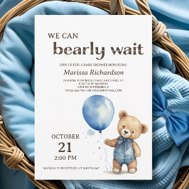 Invitación Baby Shower de Blue Teddy Bear Boy