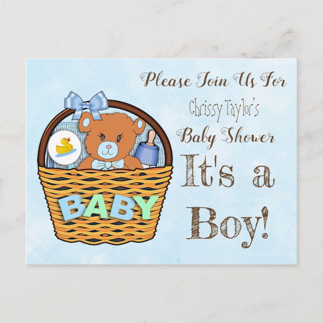 Invitación Baby Shower de Blue Teddy Bear Boy (Anverso)