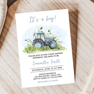 Invitación Baby Shower de Blue Tractor