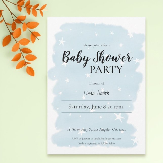Invitación Baby Shower de Blue Watercolor (Subido por el creador)