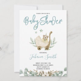 Invitación Baby Shower de Blue Watercolor Bear