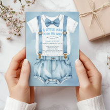 Invitación Baby Shower de Blue Watercolor Little M