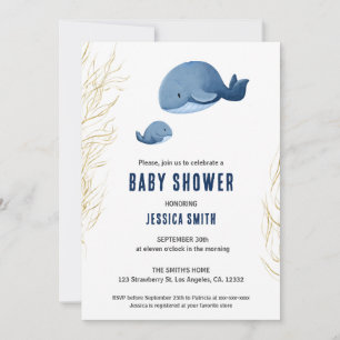 Invitación Baby Shower de Blue Whale Boy