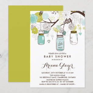 Invitación Baby Shower de Blue Whimsical Mason Jar