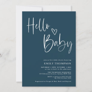 Invitación Baby Shower de Blue White Boy de la Marina minimal
