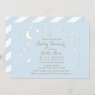 Invitación Baby Shower de Blue White Moon Star Boy