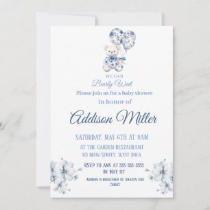 Invitación Baby Shower de Blue&white Teddy Bear