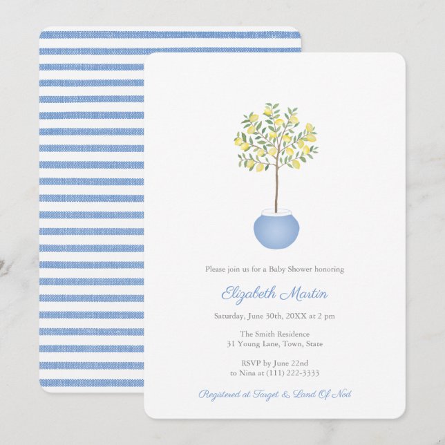 Invitación Baby Shower de Blue Yellow Boy (Anverso / Reverso)