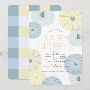 Invitación Baby Shower de Blue & Yellow Pumpkin Bo