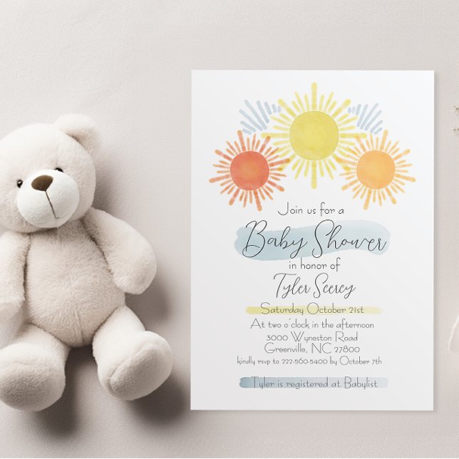 Invitación Baby Shower de Blue & Yellow Sunshine (Subido por el creador)