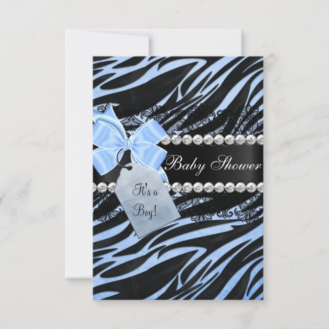 Invitación Baby Shower de Blue Zebra Print Boy (Anverso)