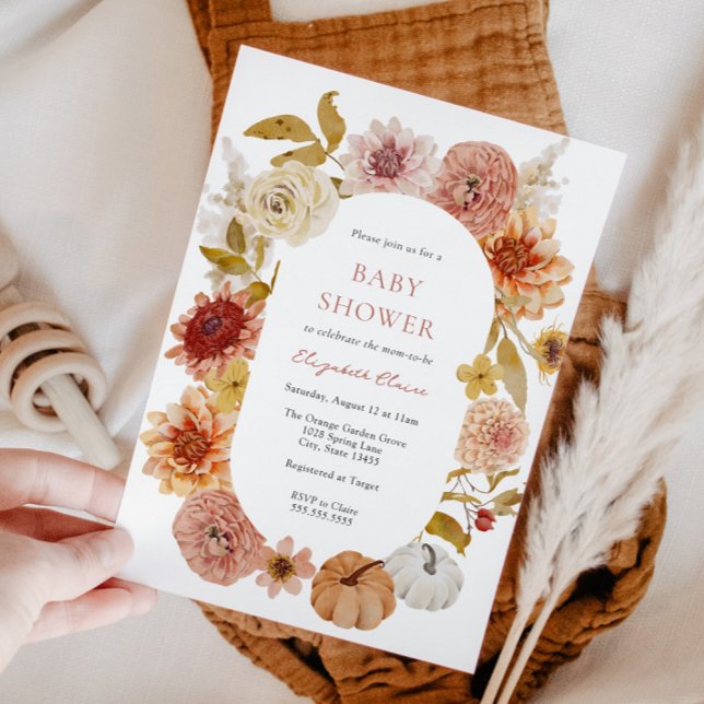 Invitación Baby Shower de Boho Autumn Mamáes y calabazas (Subido por el creador)