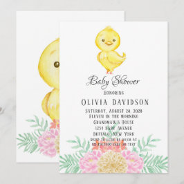 Invitación Baby Shower de Boho Easter Chicken Watercolor Flor