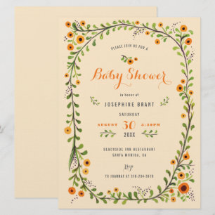 Invitación Baby Shower de Boho Floral de girasol pintado a ma