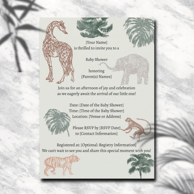 Invitación Baby Shower de Boho Jungle Safari (Subido por el creador)
