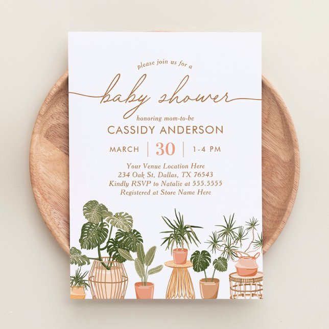 Invitación Baby Shower de Boho Potted House Plants (Subido por el creador)