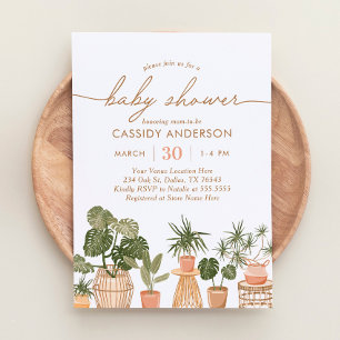 Invitación Baby Shower de Boho Potted House Plants