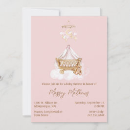 Invitación Baby Shower de boho rosa y marrón