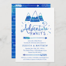 Baby Shower de Boho Tribal Blue "Adventure Awaits"