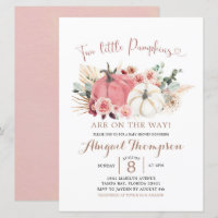 Baby Shower de Boho Twin Pink and White Pumpkin