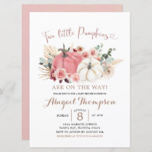 Baby Shower de Boho Twin Pink and White Pumpkin