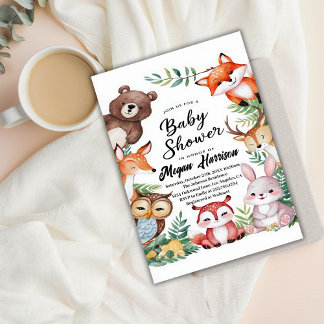 Invitación Baby Shower de Boho Woodland Animals