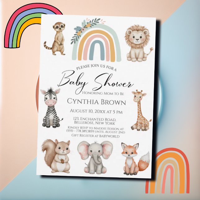 Invitación Baby Shower de Boho Woodland Jungle Animals (Subido por el creador)