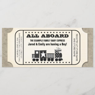 Invitación Baby Shower de Boleto de Tren Antiguo