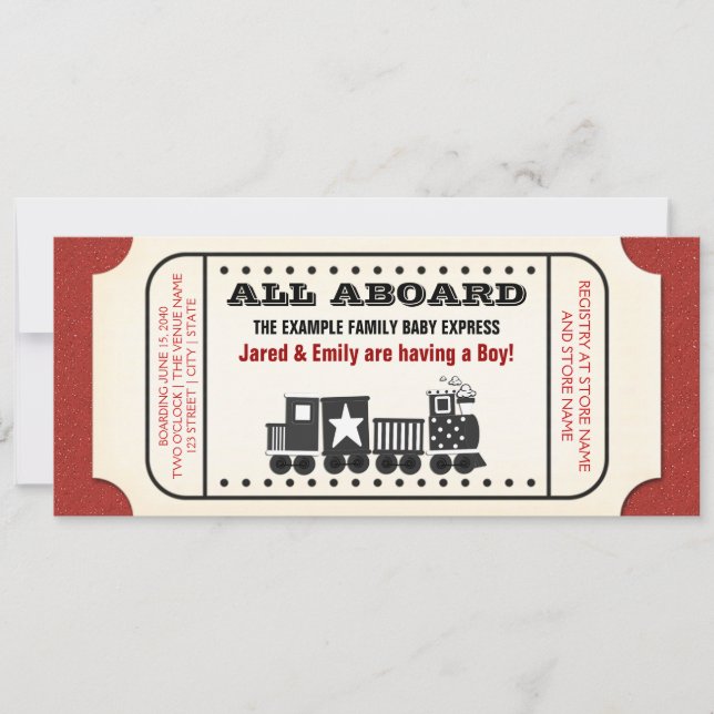 Invitación Baby Shower de Boleto de Tren Antiguo (Anverso)