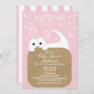 Invitación Baby Shower de boo de Halloween rosa fantasma de l